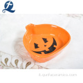 Piatto in ceramica dipinta a mano con decorazione di zucca di Halloween